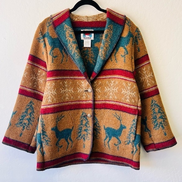 Wooded River Wool Blend Deer Vintage Jacket Small - Picture 1 of 7